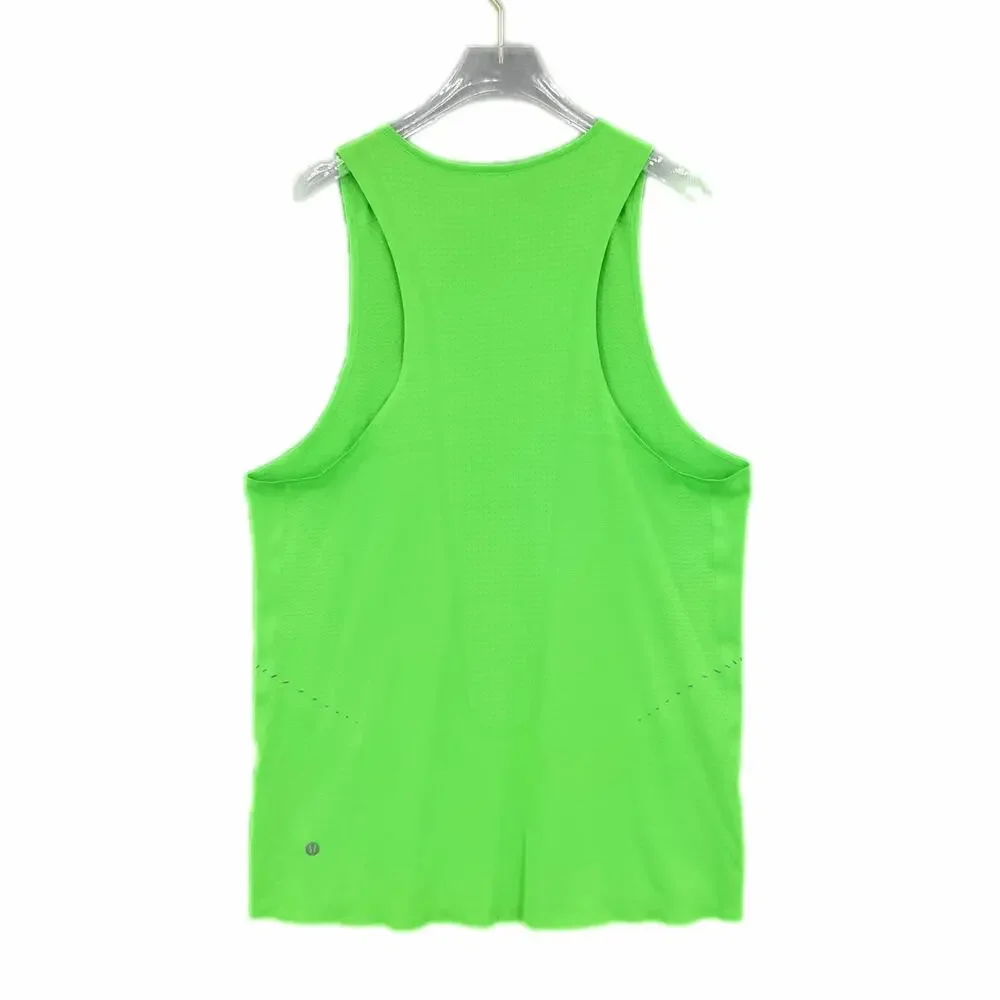 Lululemon Men's Lime Green Fast and Free Singlet Gym Workout Running Tank Top